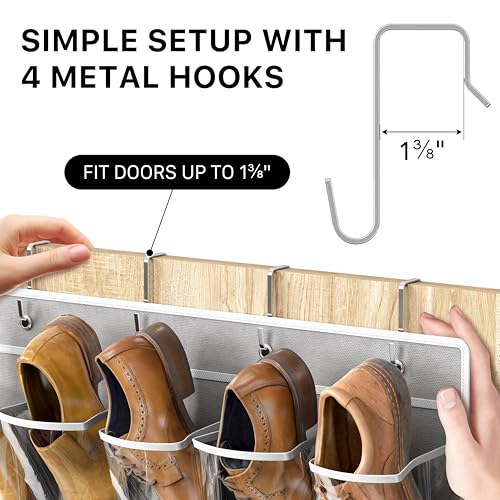 Simple Houseware 40 Large Clear Pockets Over The Door Hanging Shoe Organizer, Gray (75.4'' x 27.25'')
