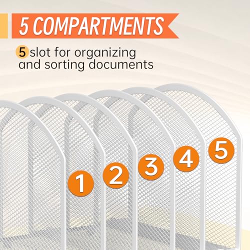 MINDEPOT Desk File Organizer 5 Sections Desktop Organizer File Sorter Office Organization File Folder Holder for Office School & Classroom (White, 5 Section - 1Pack) - color: White, size: 5 Section - 1Pack