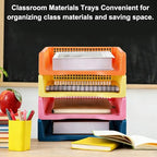8 Pack Boho Plastic Turn in Paper Trays for Classroom Storage Bin Basket Organizers for School Teacher Supplies Classroom Office Home Organization Storage Tray Holds 4A Paper File Document