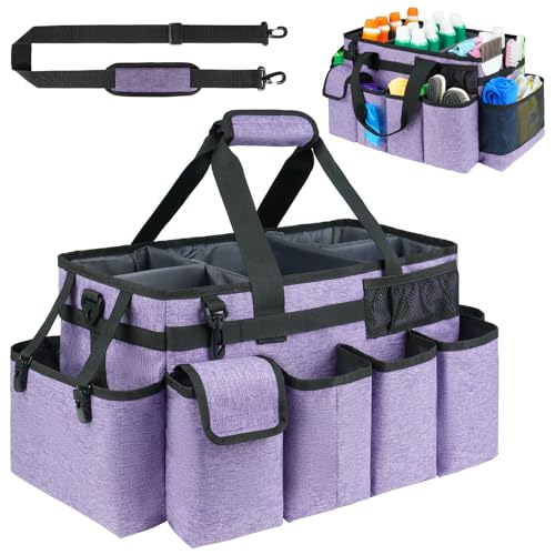 Cleaning Caddy Bag,Extra Large Cleaning Supplies Organizer with Handle for Housekeepers,Purple - color: Purple, size: Extra Large