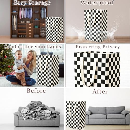 Waterproof Laundry Hamper Collapsible Laundry Basket Leather Handle Laundry Bag Large Clothes Storage Toy Organization for Bathroom Bedroom Laundryroom College Dorms (HBG-888) - color: HBG-888