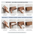 Remote Holder Hole-Free, Self-Adhesive Storage Wooden Box, Wall Mounted or Desk Mounted Container(Large Size) - size: Large