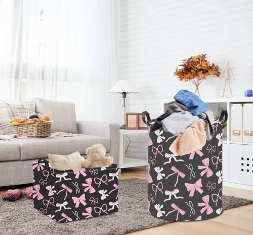 19.7" Laundry Basket,Kids Dirty Clothes Hamper,Waterproof Toys Storage Bin,Room Decor,Gift Baskets,Nursery Hamper(Bowknot) - color: Bowknot