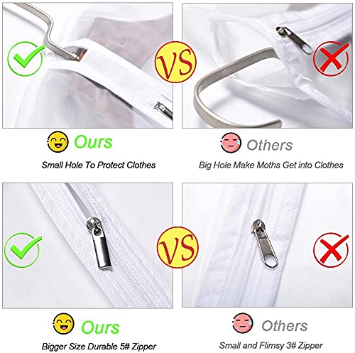 Garment Bags Covers 24''X60'' Dress Bags for Hanging Clothes (Pack of 6) with Study Full Zipper Coat Covers for Closet Clothes Storage Travel - color: White-Translucent, size: 24''X60''-6P