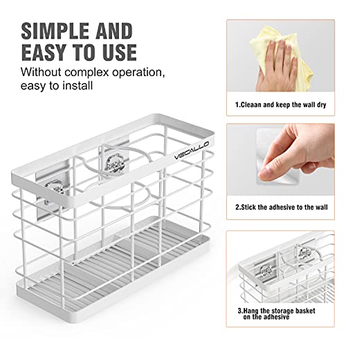 Hair Tool Organizer, Curling iron stands, Bathroom Organizer Basket Hair Supplies Organizer Storage Hair Dryer Holder- Wall Mount No Drilling - color: White