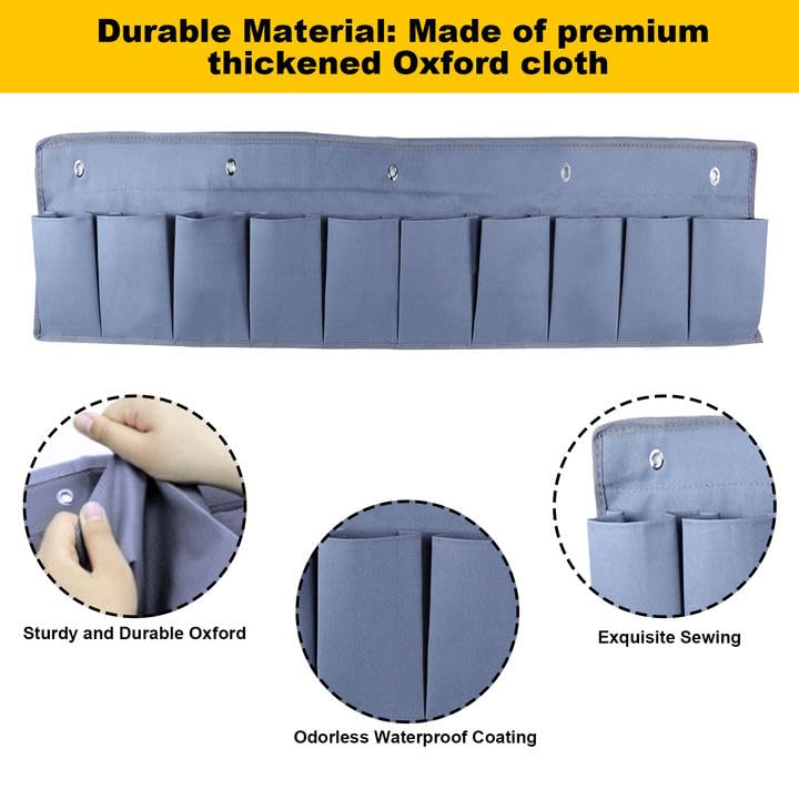 Oxford Fabric Bedside Hanging Storage Organizer, RV Shoe Storages Pockets for Bedside, Heavy Hanging Bedsides Storage Organizer with Sturdy Hooks Storages Pockets Hangs on Bed for Shoes, Tool (2)
