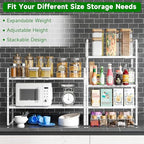 Expandable Kitchen Cabinet Shelf Organizer Rack Heavy Duty Metal Spice Rack Stackable Counter Storage Shelf for Kitchen Cabinet Pantry Bathroom (White - 16.5"-27" L x 10.2" W x 9.6" H - 1Pack) - color: White - 16.5"-27" L X 10.2" W X 9.6" H - 1pack