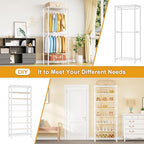 ULIFHOME E16 Heavy Duty Clothing Rack（With 7-Tier Adjustable Shoe Rack） Freestanding Clothes Rack for Hanging Clothes，Metal Closet Storage Organizer Large Wardrobe，69'' W x 15.8'' D x 76.2'' H，White - color: White