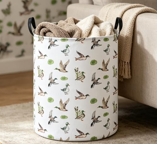 Essme Kids Laundry Basket,Duck Hamper Collapsible Waterproof Storage Bin for Home Decor,Gift Baskets(Green Duck) - color: Green Duck