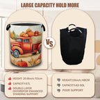 Happy Fall Laundry Hamper,Thanksgiving Day Red Truck and Pumpkin Laundry Baskets,Waterproof Oxford Cloth Toy Storage for Bedroom,Bathroom,Nursery,16x20.8 Inch - color: Happy Fall,Thanksgiving Day Red Truck and Pumpkin