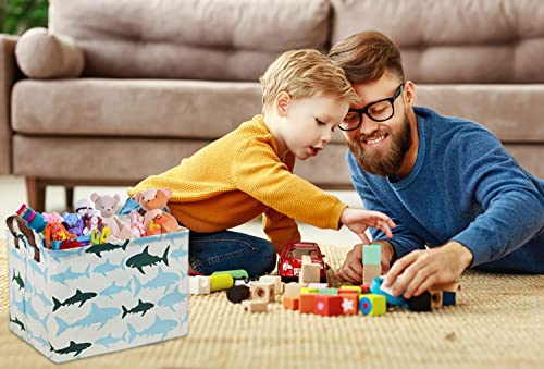 HIYAGON Baby Kids Storage Basket Shark Gift Basket Empty Boys Toy Storage Bin Organizer Box Rectangular Room Decor for Home,Books(Blue Shark) - color: Blue shark