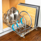 LYNK PROFESSIONAL® Pull Out Pot and Pan Lid Organizer Inside Cabinet - Lifetime Ltd. Warranty – Cookie Sheet Organizer for Cabinet – Slide Out Baking Sheet Organizer - 14W x 21D, Extra-Large, Chrome - size: 14W x 21D x 9H inches