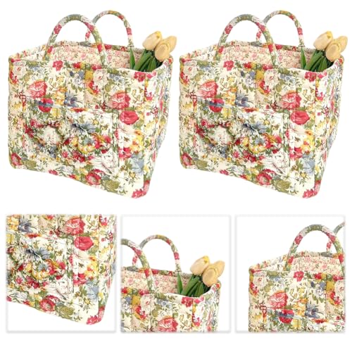 Boho Fabric Storage Basket, Boho Laundry Basket with Handle, Floral Pattern Foldable Laundry Baskets, Large Capacity Tote Bag Convenient for Organizing Clothes and Sundries - color: Red