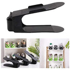 Adjustable Shoe Stacker, Stackable Shoe Slots Space Saver, Pack Adjustable Shoe Stacker Space Saver, Holder for Closet Organization, Black Shoe Slots Space