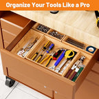 SpaceWhisper Bamboo Drawer Organizer, 5-Piece Drawer Divider with Removable Dividers for Organization and Storage, Multi-Use Stackable Storage Box & Utensil Holder for Kitchen, Office, Makeup & More