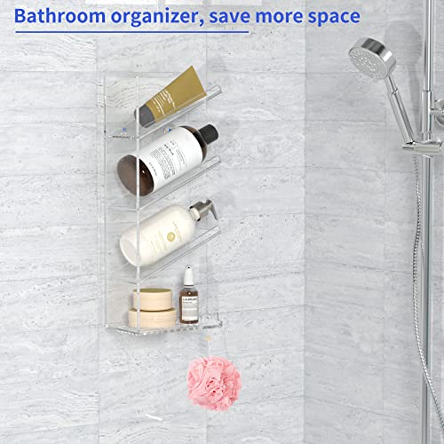 AITEE Acrylic Bathroom Organizer Shower Caddy, Clear Shampoo Holder Wall Mounted with Suction Cup, No Drilling and Rustproof, Sturdy and Durable - One Shelf - style: One Shelf