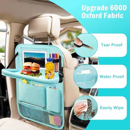 2Pack Car Backseat Organizer with Foldable Table Tray,6 Storage Pockets Car Storage Organizer with Tablet Holder,Car Seat Back Protectors Kick Mats Travel Accessories Blue - color: Blue, size: 2 Pack with Food Tray