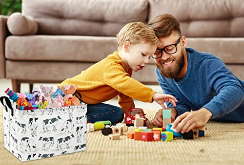 HIYAGON Cow Print Storage Bin - Kids Gift Basket, Rectangular Room Decor for Home, Books - color: Cow Basket