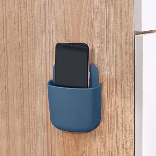 Remote Control Holder, Wall Mount Pen Holder Hole-Free Self Adhesive Phone Charging Organizer Pencil Storage Containers for Home Office School Supply Orgaizer(Blue) - color: Blue