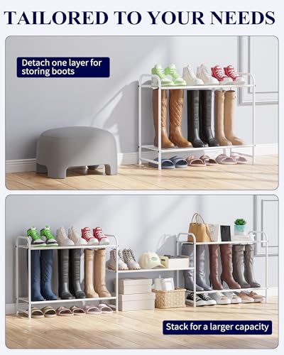 Kitsure Shoe Rack - Stainless Steel Shoe Organizer, Sturdy Shoe Rack for Closet and Front Door Entrance, Free Standing Shoe Shelf, Closet Organizers and Storage, 25.6" Wide - 3 Tier, White - color: White, size: 25.6" Wide - 3 Tier
