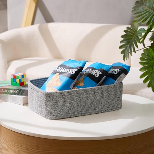 MiniArk Large Shallow Organizing Baskets 15x11x5.1 Inches - Rope Woven Storage Bins for Bathroom, Shelves, Cube Closet, Mixed Grey 2 Packs - color: Mixed Grey, size: 2pcs-L15×W11×H5.1"