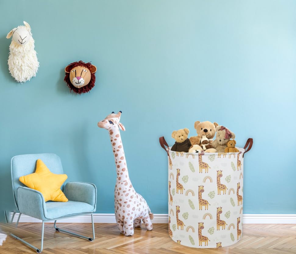 ESSME Kids Laundry Hamper,Giraffe Hamper Collapsible Canvas Waterproof Animal Storage Bin for Boy, Nursery Hamper,Gift Baskets,toy bins(Giraffe) - color: Giraffe