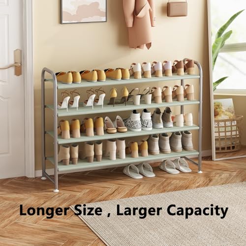 INGIORDAR Shoe Rack 4 Tier Long Storage Organizer Wide Metal Shoe Shelf for Closet Entryway Grey - color: Grey, size: 4 Tier