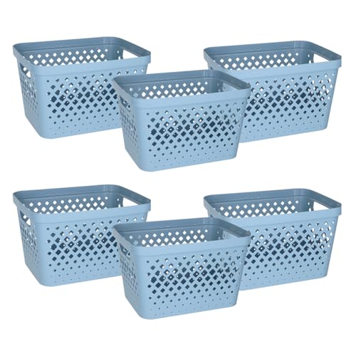 Glad Plastic Storage Basket Set, Value Pack of 6 | Open Storage Bins for Shelves, Bathroom, Pantry, Closet | Nesting Organizer Boxes with Handles, 4 Gallon, Marina Blue - color: Marina Blue, size: 4 Gallon
