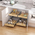 Sikarou Pull Out Cabinet Organizer,Heavy-Duty Slide Out Shelf, Wood and Wire Basket, Pull Out Drawer for for Kitchen Under Sink Space, Pantry, Bathroom, 2 Tie 26 * 21 in - size: 2-TIE 26*21 WM
