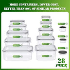 RockBerry 56 PCS Food Storage Containers with Lids Airtight- Plastic Container for Pantry Kitchen Organization-Microwave Dishwasher,Freezer Safe 100% Leak Proof (28 Stackable Boxes-28 Lids) - color: 56Pcs