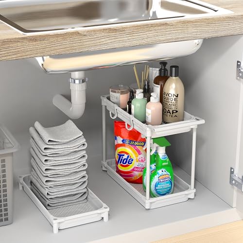 SimpleHouseware Standard 3-Tier Slim Rolling Storage Cart, White - color: White