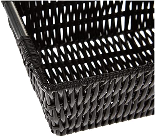 Whitmor 6500-2712-BLK Rattique Small Shelf Black Tote Basket - color: Black, size: 11.4"L x 6.5"W x 4.5"H