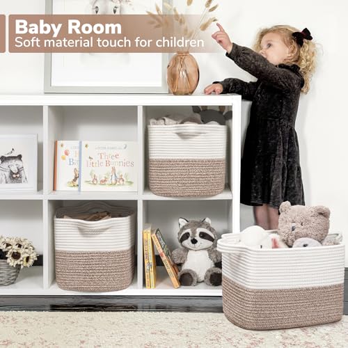 Goodpick Cube Storage Bins - Shelf Baskets for Toys Storage, Closet Storage Bins for Towel Book Clothes, Woven Basket for Shelves Baby Laundry Basket, 13''x10''x9'' - color: Brown, size: 13"L x 10"W x 9"H