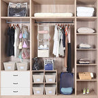 MAX Houser 4-Shelf Hanging Closet Organizer, Space Saver, Cloth Hanging Shelves with 2 Side Pockets, Foldable (Beige) - color: Beige-2
