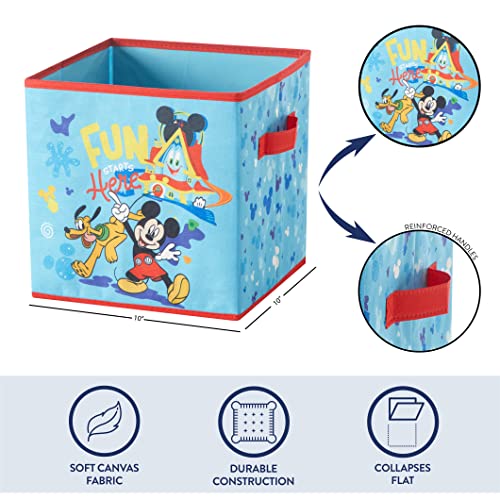 Nickelodeon Baby Shark Set of Two Spacious Collpasible Storage Cubes, 10"x10" - color: Mickey Mouse / Blue