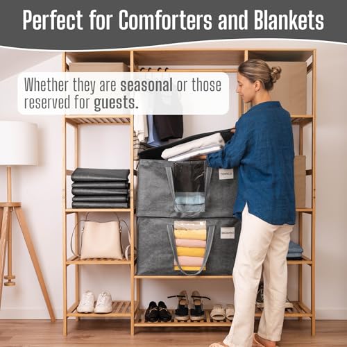 VENO 6 Pack Heavy Duty Moving Bags, Clothes and Comforter Storage Bags with Clear Window, College Dorm Essentials Packing Supplies, Foldable Boxes Alternative (Gray, 6 Pack) - color: Gray, size: 6 Pack