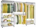 Ulif E1 Heavy Duty Closet Garment Rack, 6 Tiers Adjustable Metal Freestanding Expandable Clothing Storage with 4 Hanger Rods, Easy to Assemble Wardrobe, 71.4" H x (70" - 88.2") L x 14" D, Chrome - color: Chrome