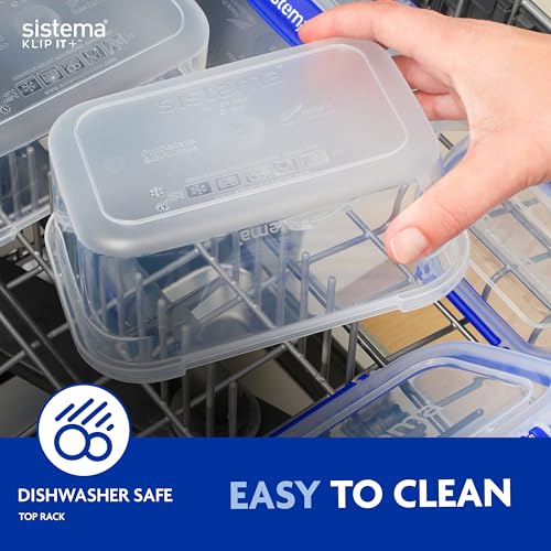 Sistema KLIP IT+ 3.35L Rectangle Food Storage Containers (3-Pack), Stackable & Airtight Food Boxes with Lids, Dishwasher, Freezer, & Microwave-Safe, BPA-Free, School Lunch Boxes - size: 3.35L (3-Pack)