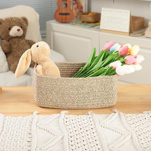 MiniArk Small Storage Baskets for Organizing | Closet Organizer Bins | Shelf Toy Basket | Woven Rope Baskets | Cube Decorative Box | Shallow Basket | L11.5xW7.5xH4.7| Brown - color: Brown, size: 3pcs-L11.5xW7.5xH4.7"
