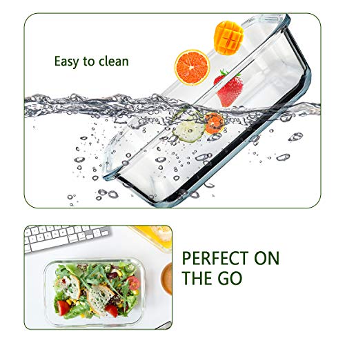 [8-Pack,30 oz]Glass Meal Prep Containers,Glass Food Storage Containers,Airtight lunch Containers with Lids, Microwave, Oven, Freezer and Dishwasher - color: Gray