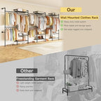 H6 Wall Mounted Closet System, Industrial Pipe Clothes Rack Clothing Racks with 6 Telescopic Rods & 3 Fixing Rods & 9 Shelves, Heavy Duty Closet Organizers and Storage in Wardrobe Closet (Black) - color: Black