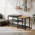 Shoe Bench,Shoe Organizer，Holds Up to 570 lb，12 x 30.7 x 17.3Inches，3-Tier Shoe Storage Bench,Entryway Bench with Cushioned Seats,for Shoe Rack in The Bathroom,Entryway,Bedroom,Living Room