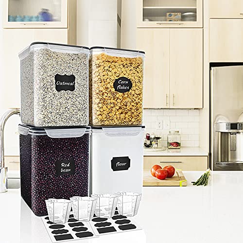 VERONES Large Tall Airtight Food Storage Containers, 10 PACK Plastic Airtight Kitchen & Pantry Organization, Ideal for Flour & Sugar Plastic Canisters with Labels - color: Black