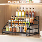 Bunoxea Spice Rack 4 Tier Kitchen Cabinet Organizer,Countertop Spice Rack,Tier Depth Adjustable Cabinet Shelf,Step Spice Organization Easy Visibility,Holds Seasoning and Condiments 2Pack - size: 2 Pack