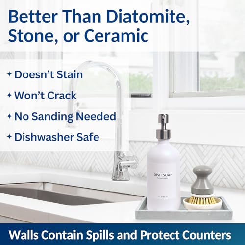 Spacewiser Countertop and Vanity Tray - 2 PC Small 7.7" Silicone Bathroom Trays, Kitchen Soap Tray, Dish Sponge Soap Holder Kitchen Sink Organizer Caddy, Bathroom Counter Trays for Lotion Dispenser - color: Marble Design, size: 2 PC Small - 7"