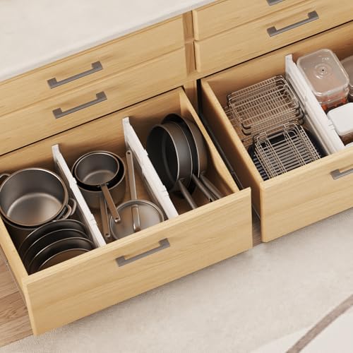 Lifewit 8" Tall 4 Pack Drawer Dividers, 35-56.5cm/13.8-22.2" Expandable Drawer Divider for Clothes, Adjustable Dresser Drawer Organizers, Drawers Separators for Dresser/Bathroom/Closet/Kitchen White - size: 8"H, 13.8-22.2"L
