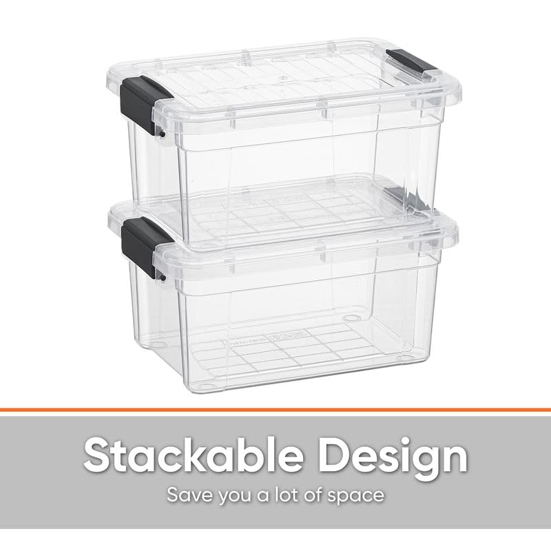 Superio Clear Plastic Storage Bin with Lid, 3.5 Qt, Non-Toxic, BPA Free, Odor Free, Organizer Storage Box, Stackable Plastic Tote for Home, Garage, School, and Office, X-Small - size: 9.75" x 6.6" x 4.75"