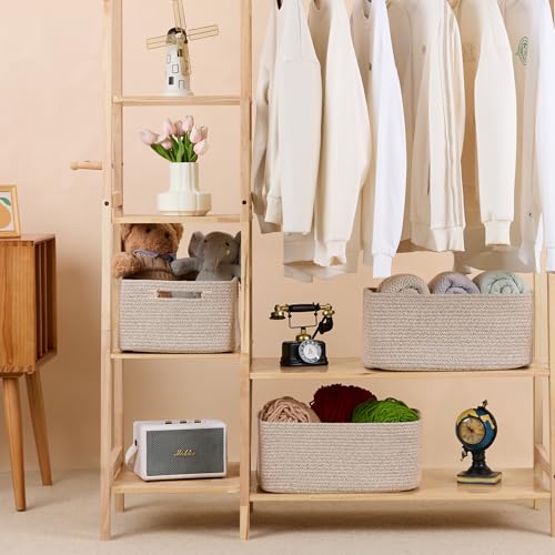 MiniArk Large Storage Baskets for Shelves, Closet Organizers Bins for Clothes Blanket Towels, Baby Nursery, Toy Baskets Box, Woven Rope Baskets, 17 x 13 x 7.5”, 3 Packs Mixed Brown - color: Natural, size: 3pcs-L17×W13×H7.5"