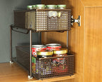 Deco Brothers 2 Tier Bathroom Storage Organizer with Pull-Out Drawer, Bronze - color: Bronze