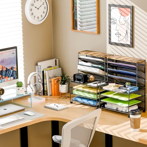 Simple Trending 7 Tier File Organizer and Office Desk Accessories for Office, Home or School, Black - color: 7 Tier Black